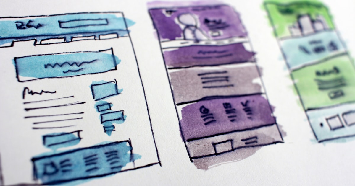 Sketch of website wireframes showcasing design layouts for digital experiences and user engagement.